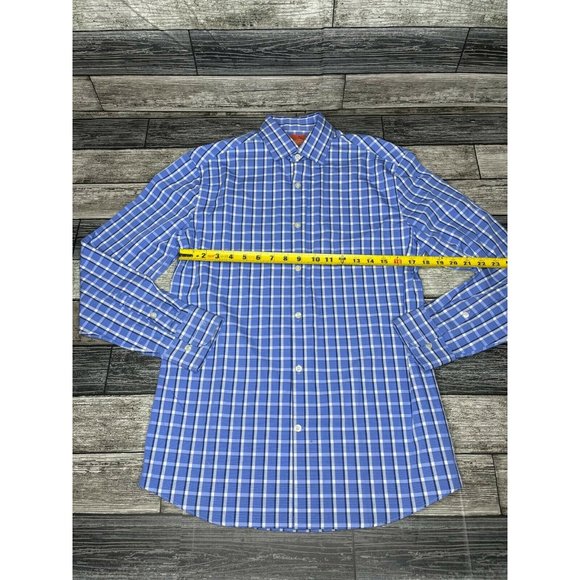 Penguin By Munsingwear Blue Plaid Slim Fit Shirt - Picture 4 of 6